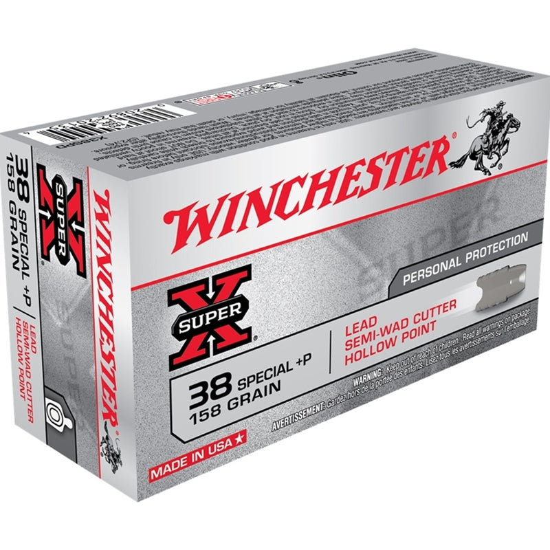Winchester Super-X 38 Special Ammo 38 Special Ammo +P 158 Grain Lead HP Semi-Wadcutter