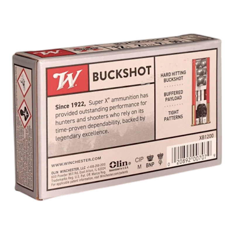 Winchester Super-X 12 Gauge Ammo 2 3/4” 00 Buckshot 9 Pellets - XB1200
