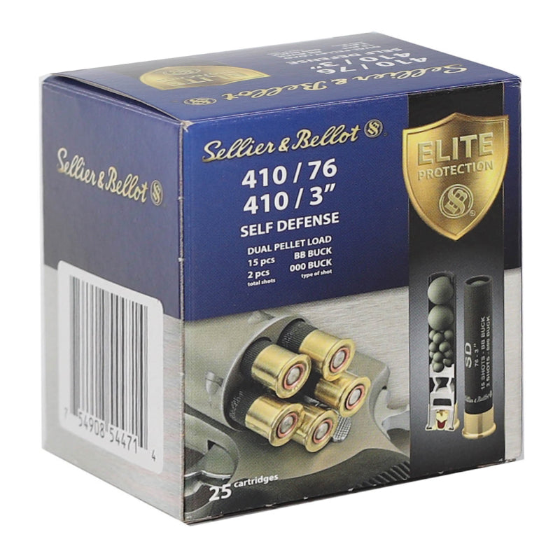 Sellier & Bellot 410 Bore Ammo 3” 11/16 oz 15 Pellet 000 Buck BB Shot - SB410SDB