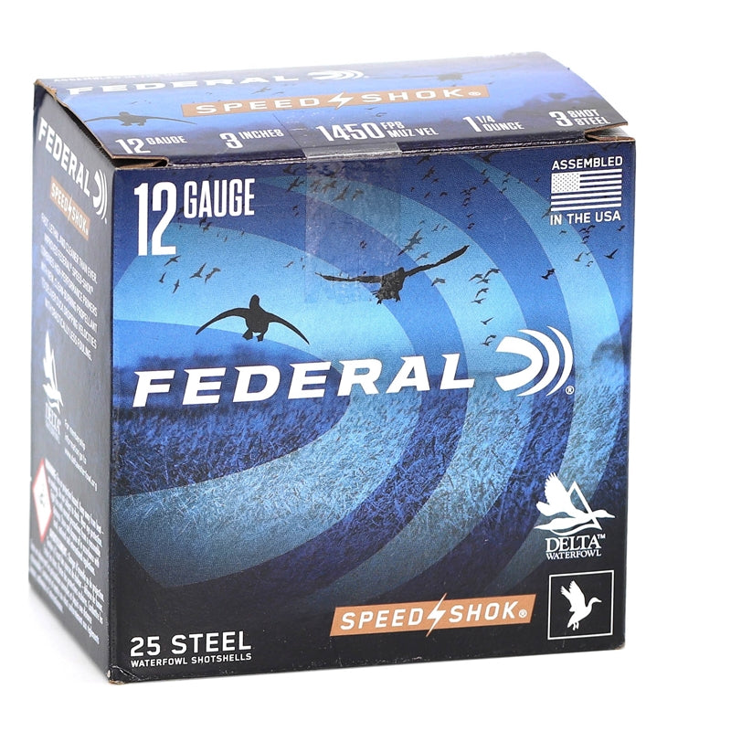 Federal Speed-Shok Waterfowl 12 Gauge Ammo 3" 1 1/4 oz #3 Steel Shot 155 Pellets - WF142 3