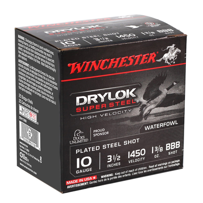 Winchester Drylock  10 Gauge Ammo 3.5" 1-3/8oz BBB Steel Shot - SSH10BBB