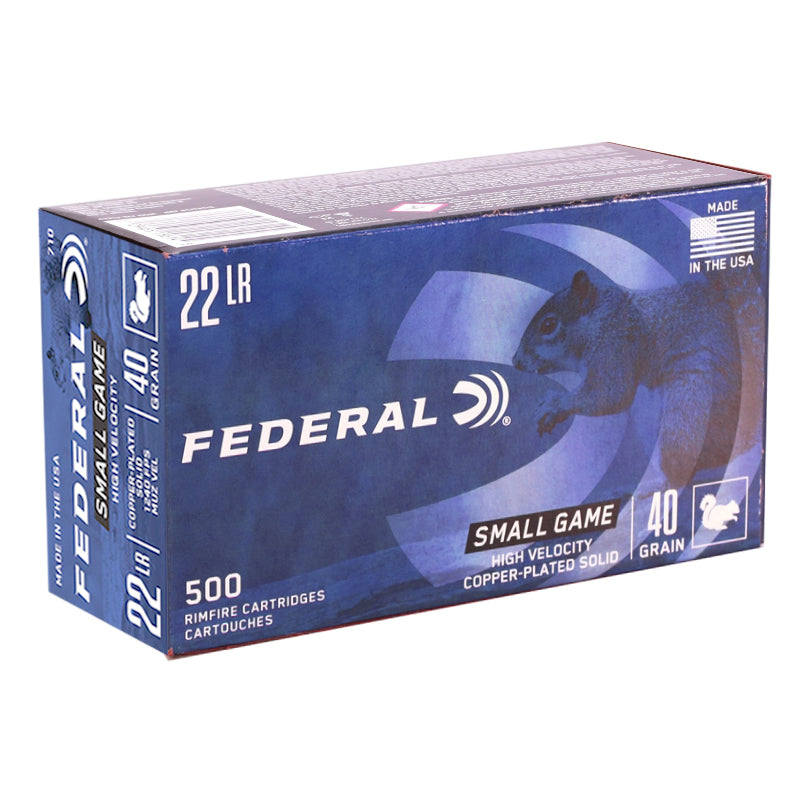 Federal Small Game 22 Long Rifle Ammo 40 Grain Copper Plated Lead Round Nose - 710