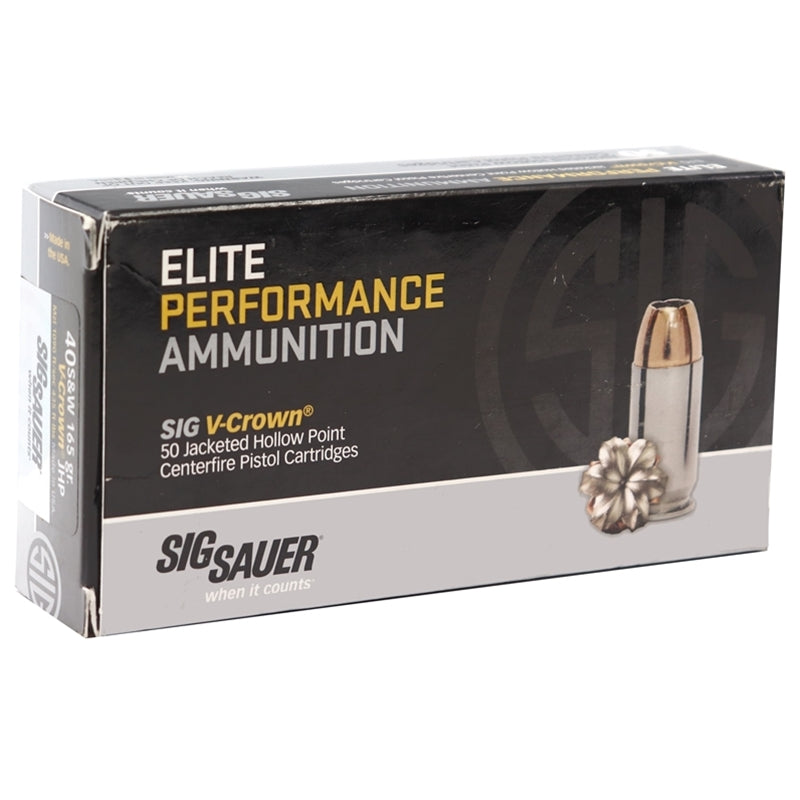 Sig Sauer Elite Performance 40 S&W Ammo 165 Grain V‑Crown Jacketed Hollow Point – E40SW1‑50
