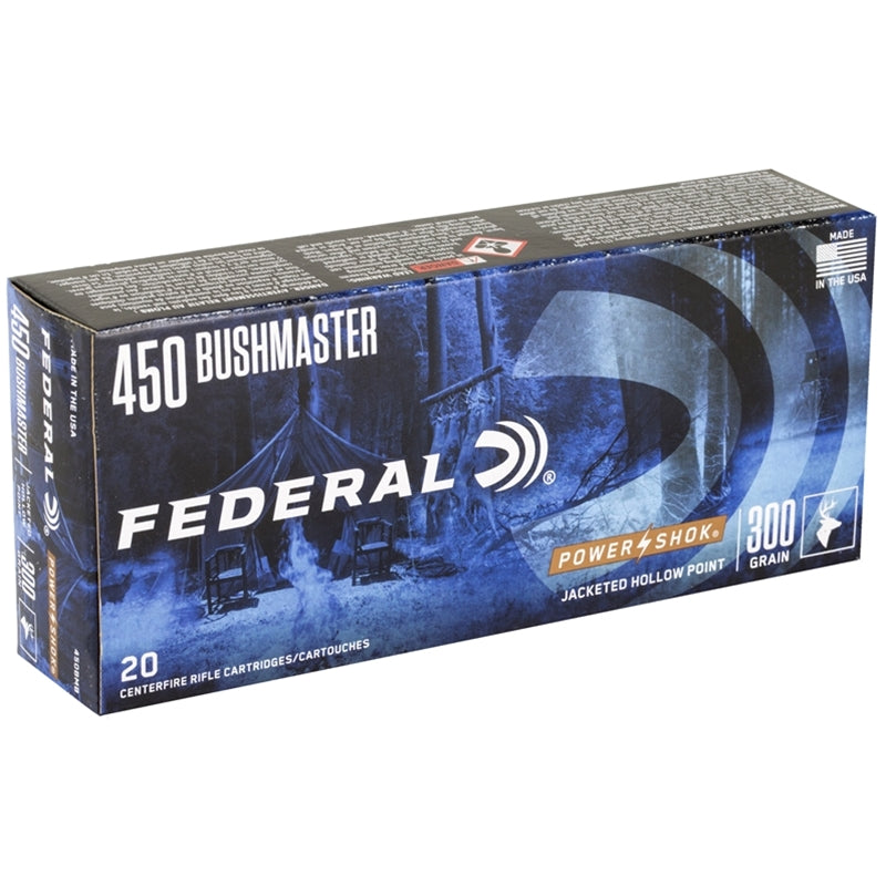 Federal Power-Shok 450 Bushmaster Ammo 300 Grain Jacketed Hollow Point - 450BMB