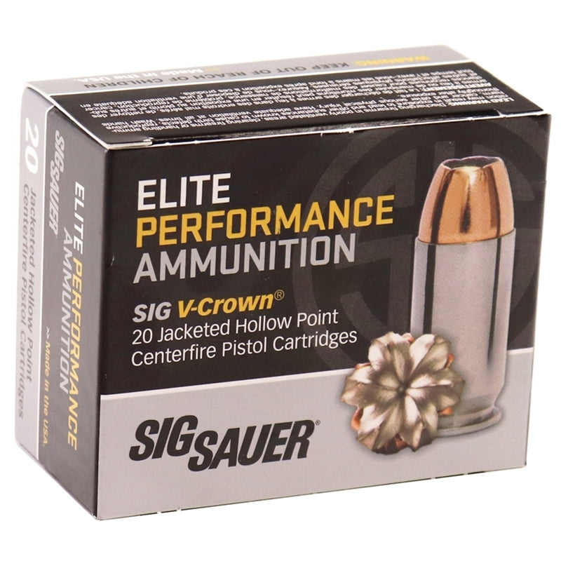 Sig Sauer Elite Performance 45 ACP Auto Ammo 200 Grain V-Crown Jacketed Hollow Point -  E45AP1-20