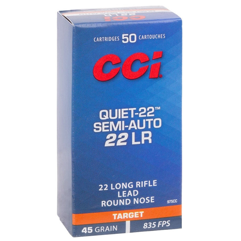 CCI Quiet-22 Semi-Auto 22 Long Rifle Ammo 45 Grain Lead Round Nose - 975CC