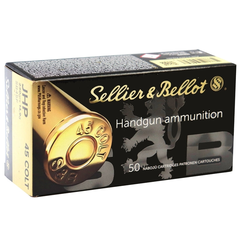 Sellier & Bellot 45 Long Colt Ammo 230 Grain Jacketed Hollow Point - SB45F