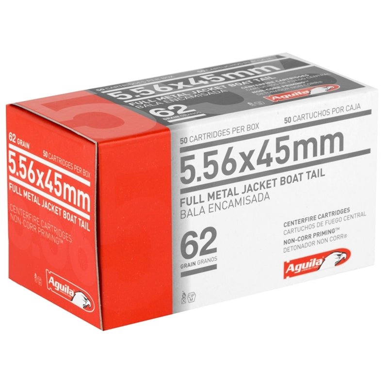 Aguila 5.56x45mm NATO Ammo 62 Grain Full Metal Jacket Boat Tail - 1E556110