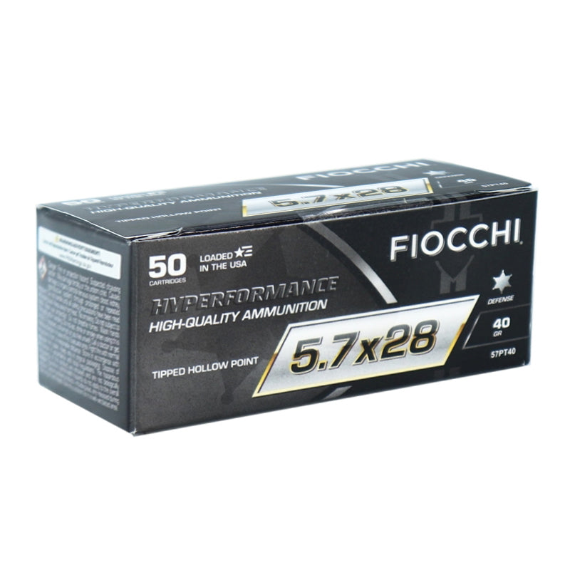 Fiocchi Hyperformance 5.7x28mm Ammo 40 Grain Tipped Hollow Point - 57PT40