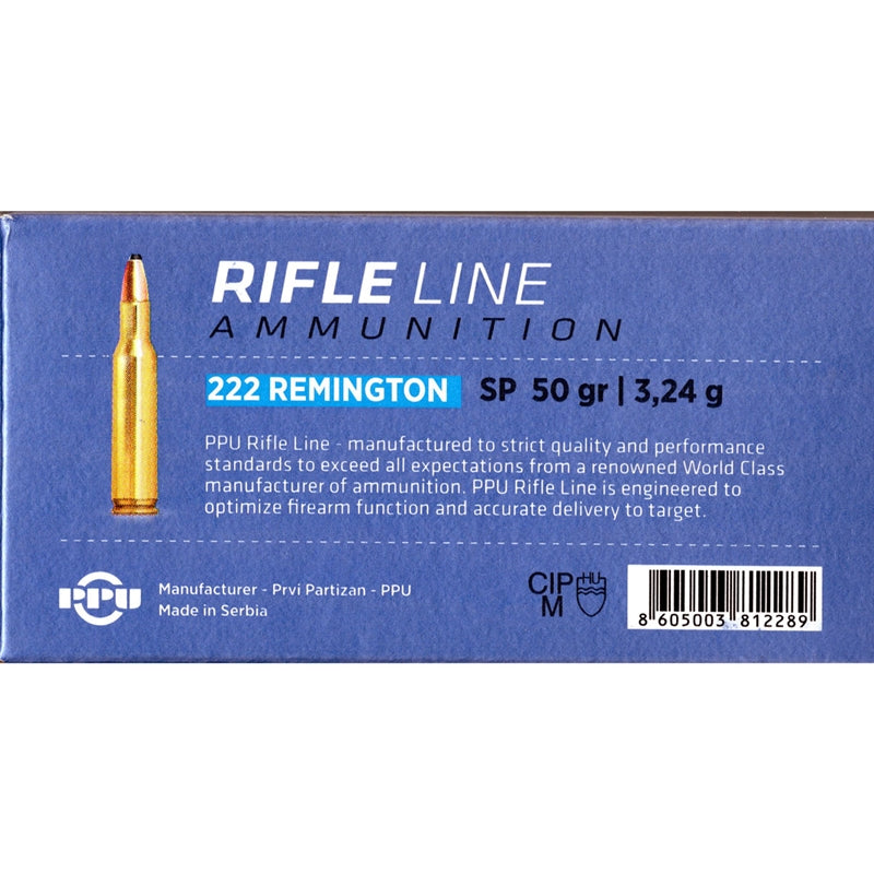 Prvi Partizan 222 Remington Ammo 50 Grain Soft Point - PP222