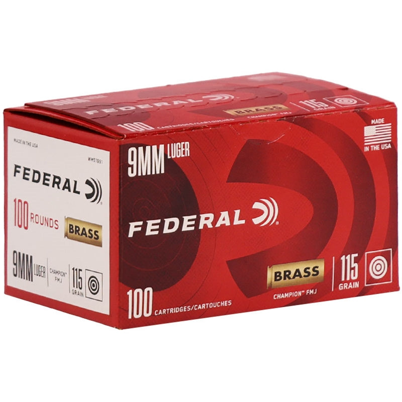 Federal Champion 9mm Ammo 115 Grain Full Metal Jacket - WM51991