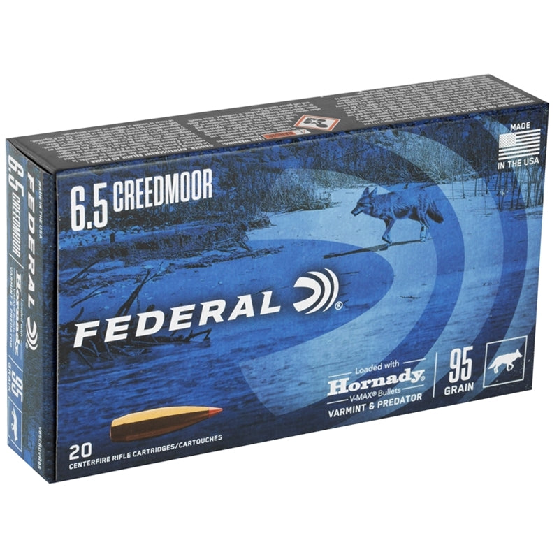 Federal Varmint & Predator 6.5 Creedmoor Ammo 95 Grain Hornady V-Max - V65CRDVM95