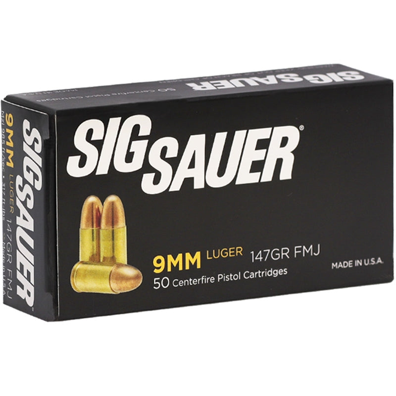 Sig Sauer Elite Performance 9mm Ammo 147 Grain Full Metal Jacket - E9MMB3-50