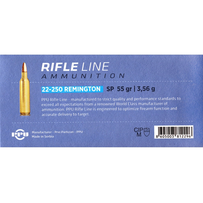 Prvi Partizan 22-250 Remington Ammo 55 Grain Soft Point - PP22250