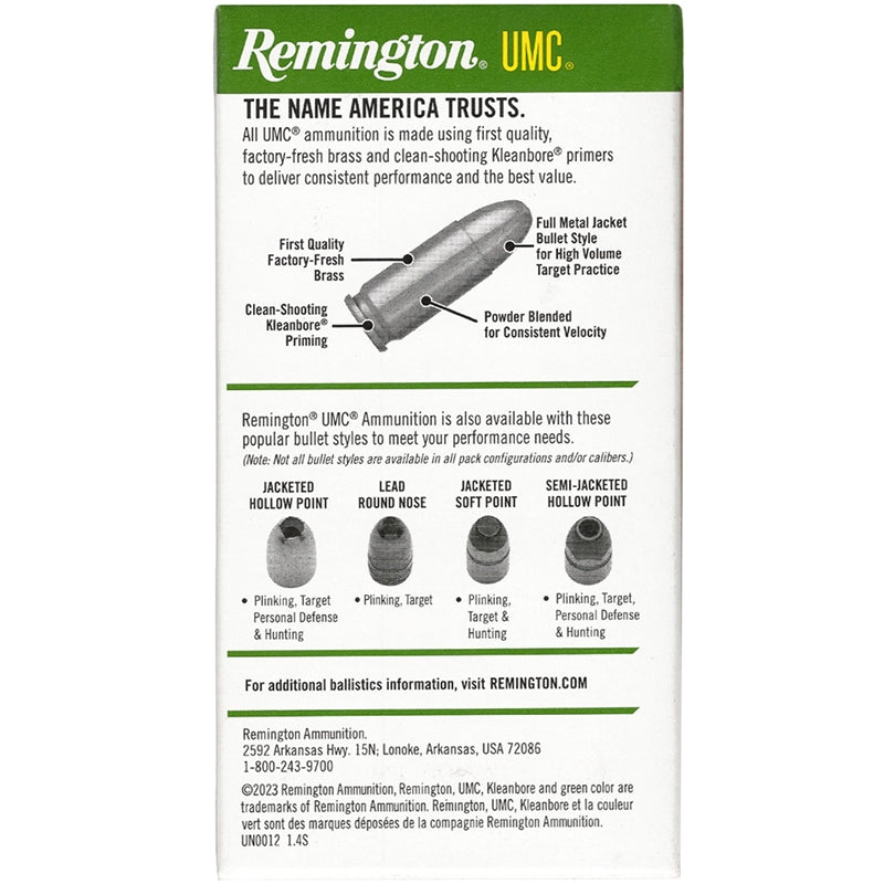 Remington UMC 9mm Ammo 115 Grain Full Metal Jacket - L9MM3