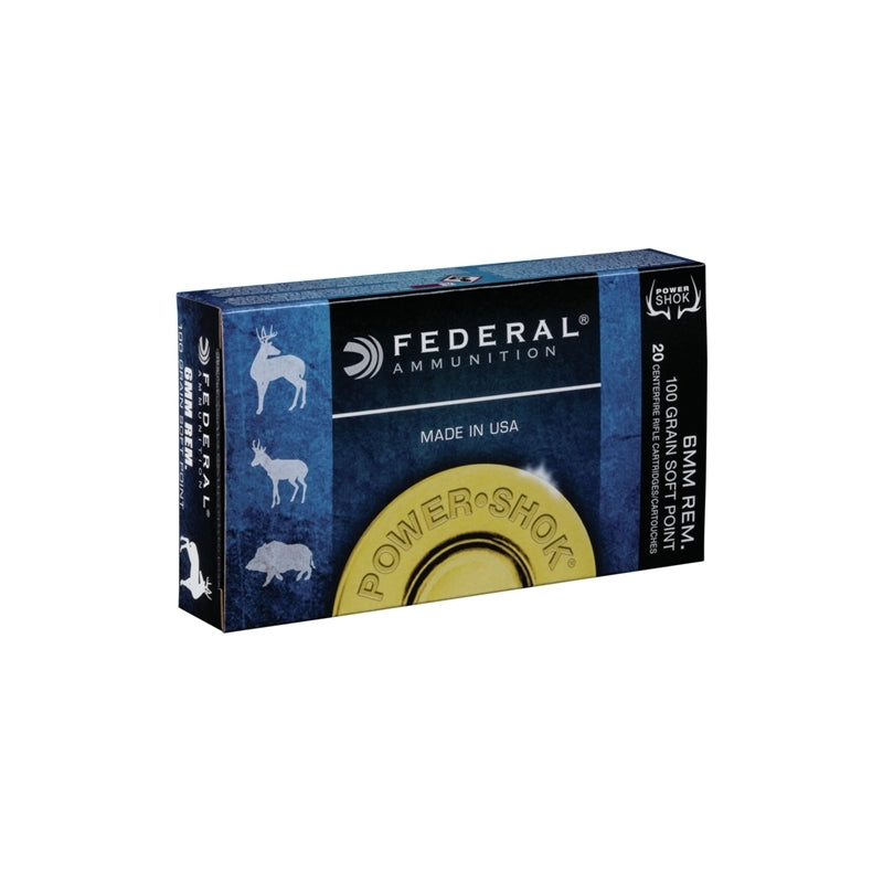 Federal Power-Shok 6mm Remington Ammo 100 Grain Soft Point