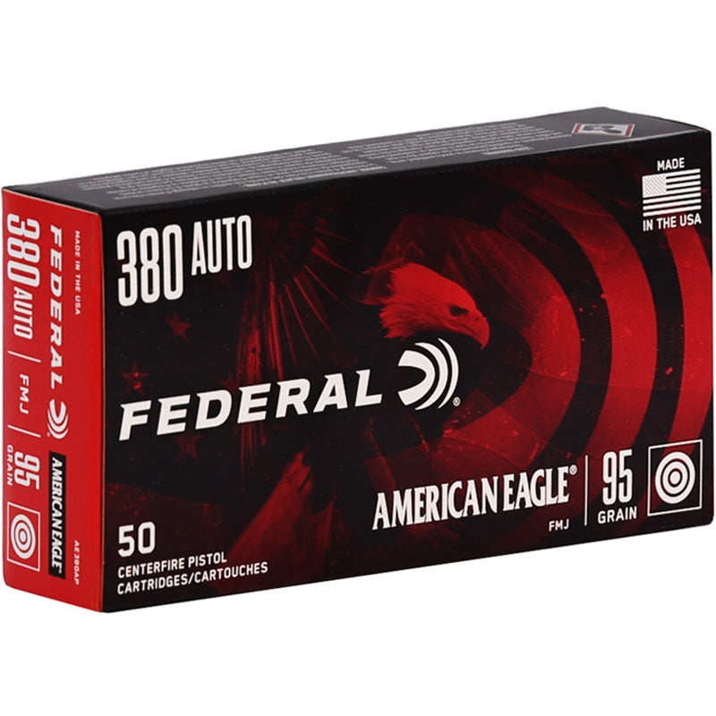 Federal American Eagle 380 ACP Auto Ammo 95 Grain Full Metal Jacket - AE380AP