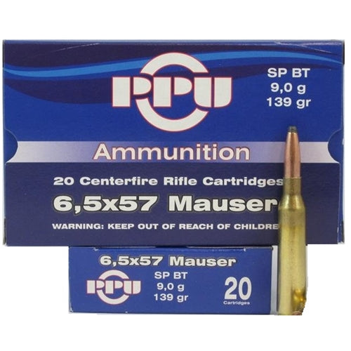 Prvi Partizan Metric Rifle 6.5x57mm Mauser Ammo 139 Grain Soft Point Boat Tail - PP6M