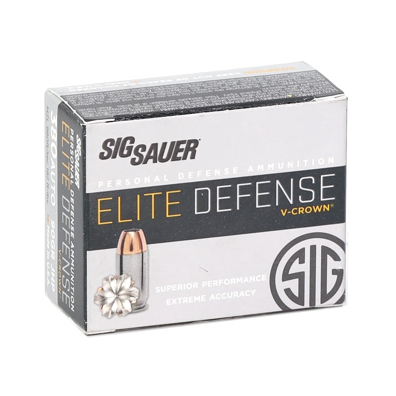 Sig Sauer Elite Performance 380 ACP Ammo 90 Grain V-Crown JHP