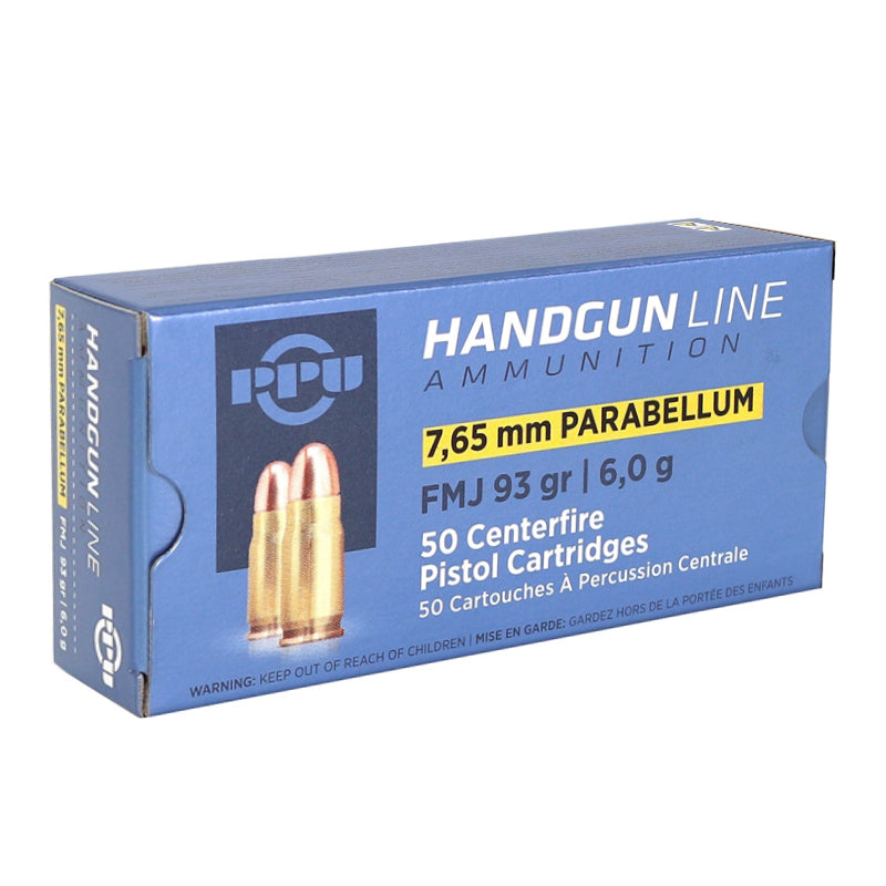 Prvi Partizan 30 Luger (7.65 Parabellum) Ammo 93 Grain Full Metal Jacket - PPH765P