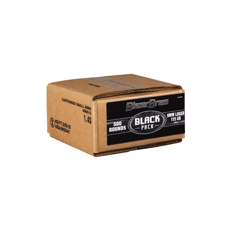 CCI Blazer Brass Black Pack 9mm Ammo 115 Grain Full Metal Jacket 500 Rounds - 5200BF500