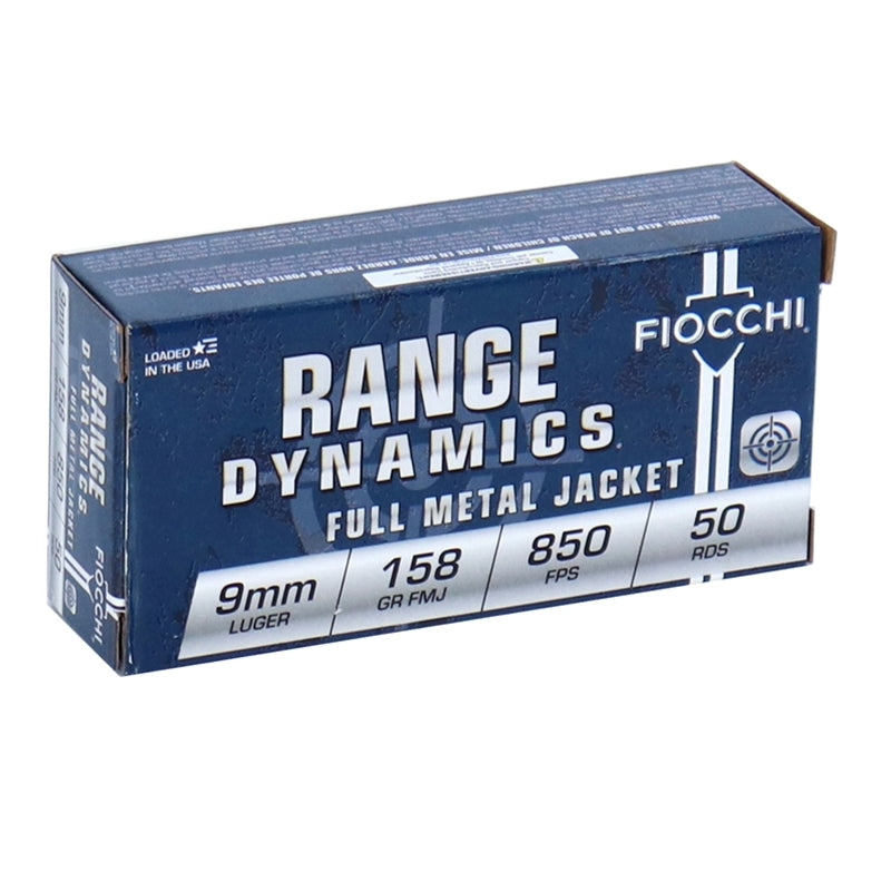 Fiocchi Range Dynamics 9mm Ammo 158 Grain Full Metal Jacket - 9APE