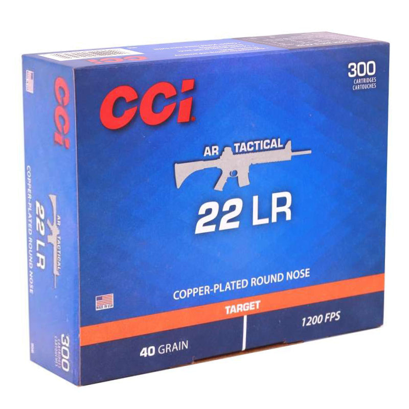 CCI AR Tactical 22 Long Rifle Ammo 40 Grain Copper Plated Round Nose - 956