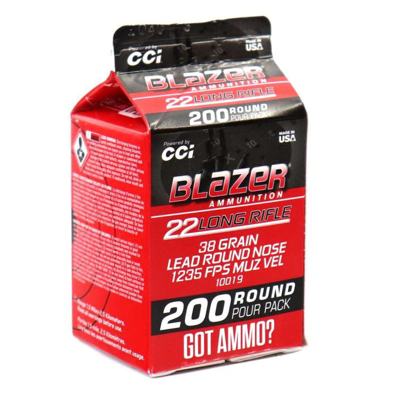 CCI Blazer 22 Long Rifle Ammo 38 Grain Lead Round Nose - 10019