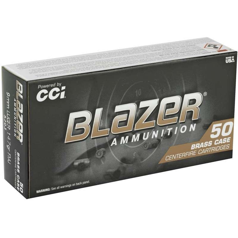 CCI Blazer Brass 9mm Ammo 147 Grain Full Metal Jacket Flat Nose - 5203