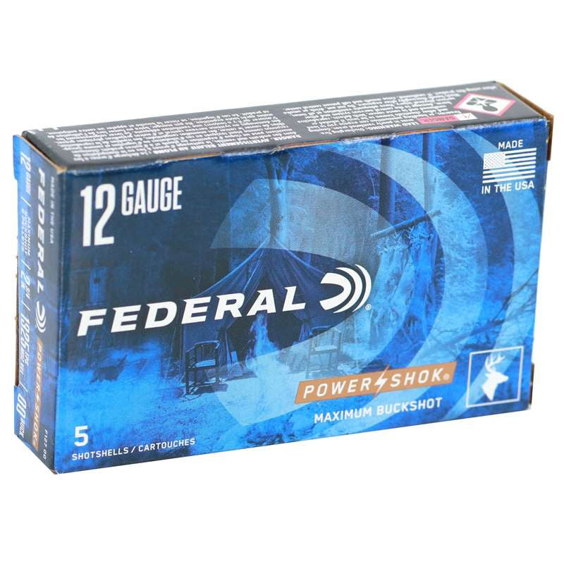 Federal Power-Shok 12 Gauge Ammo 2-3/4" 00 Buckshot 9 Pellets - F127 00
