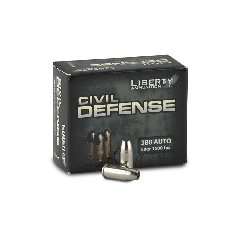 Liberty Civil Defense 380 ACP Auto Ammo 50 Grain Fragmenting Copper Hollow Point Lead Free - LA-CD-380-023