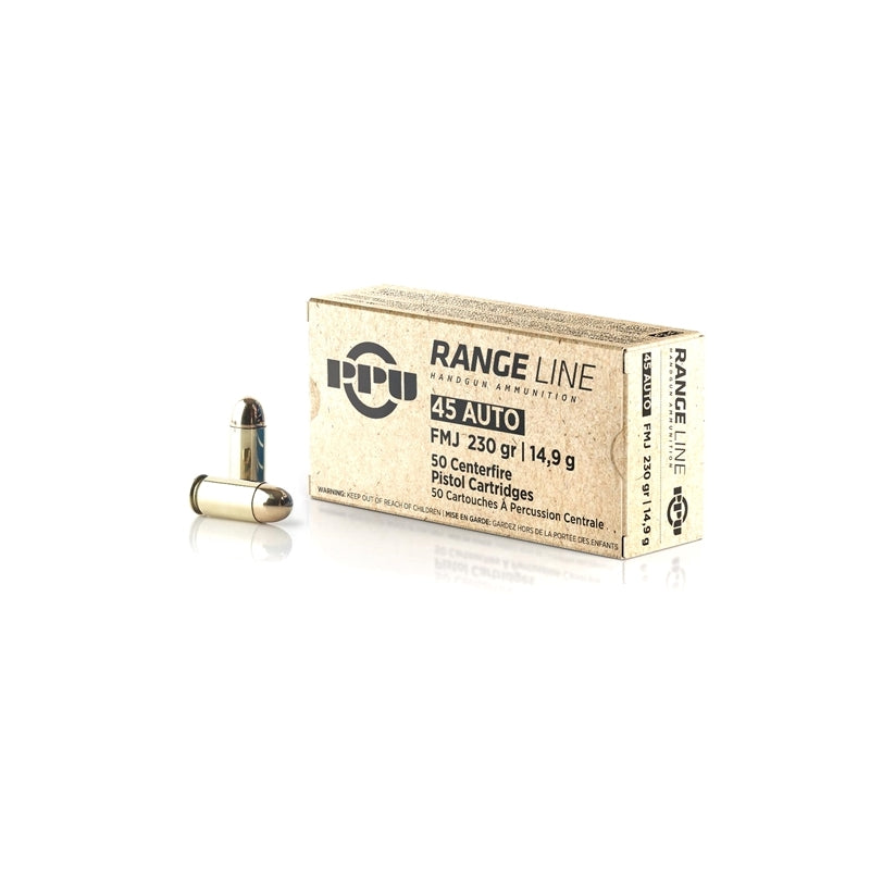 Prvi Partizan Range Line 45 ACP Auto Ammo 230 Grain Full Metal Jacket - PPR45