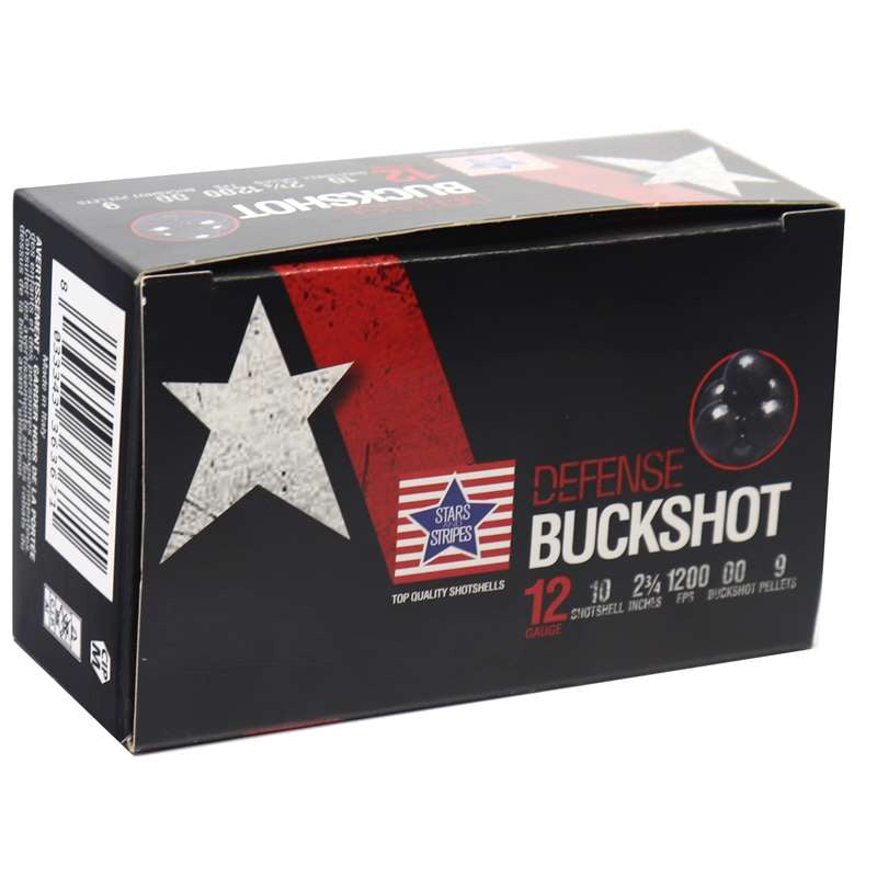Stars and Stripes Defense 12 Gauge Ammo 2 3/4" 9-Pellet 00 Buckshot - CBUCK9