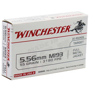 Winchester USA 5.56x45mm NATO M193 Ammo 55 Grain Full Metal Jacket - WM193K
