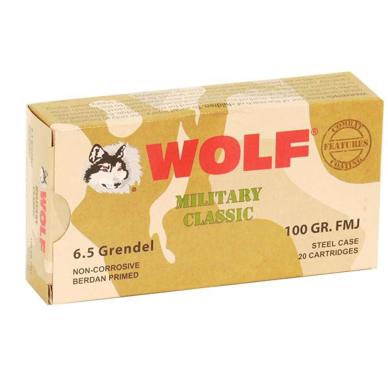 Wolf Military Classic 6.5 Grendel Ammo 100 Grain Full Metal Jacket - MC6.5Grendel
