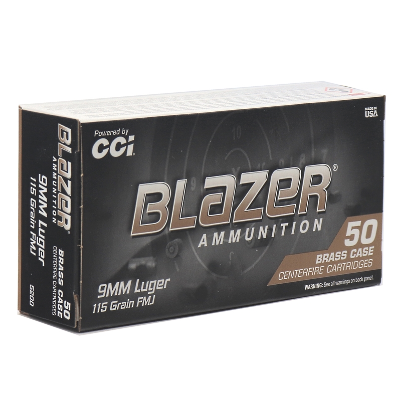  Blazer Brass 9mm Luger 115 Grain Full Metal Jacket Box Of 50 Ammo