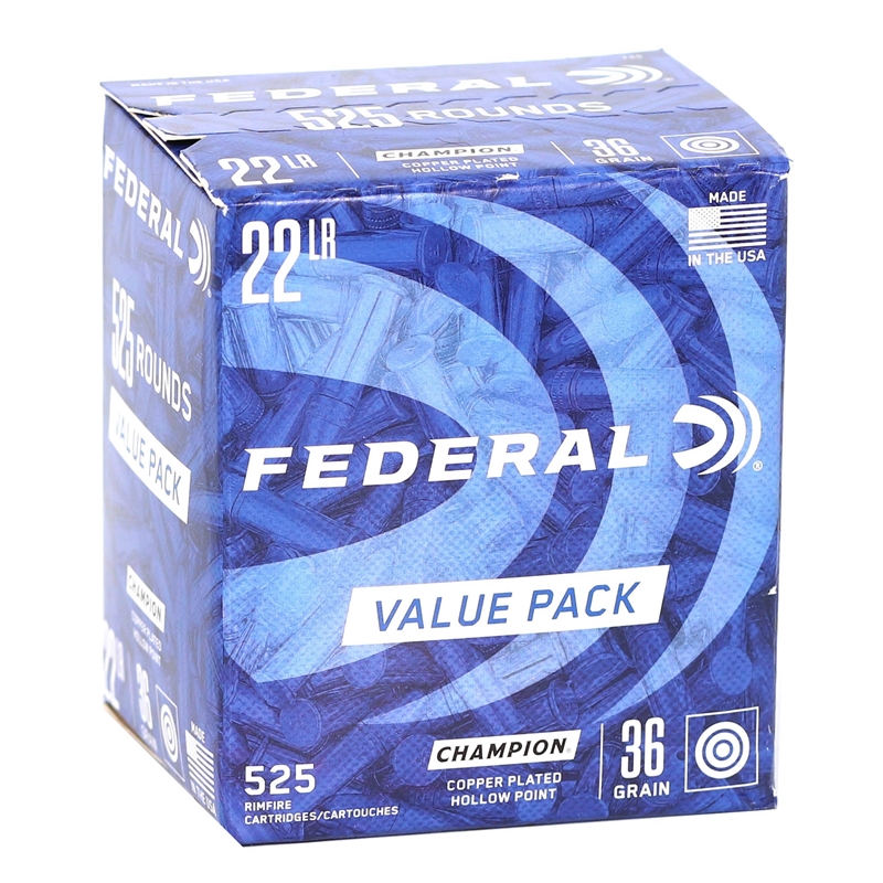 eral Champion 22 Long Rifle 36 Grain Copper Plated Hollow Point Value Pack 525 Rounds Box Of 525 Ammo
