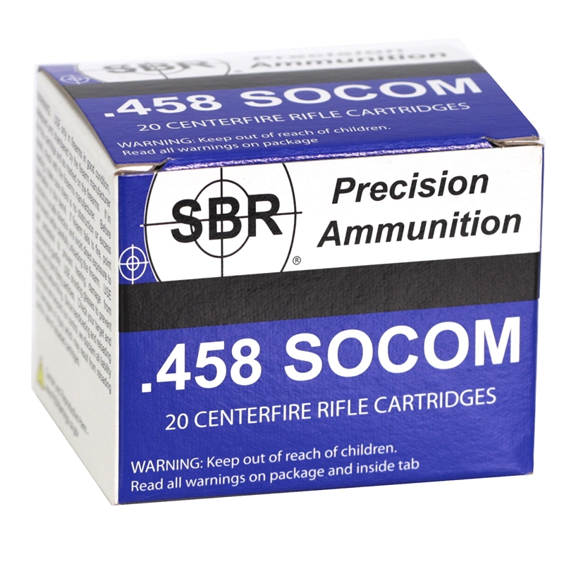 SBR 458 SOCOM Subsonic Ammo 450 Grain Full Metal Jacket Ammo - SL45850 Box Of 20 SL45850 Box Of 20 Ammo