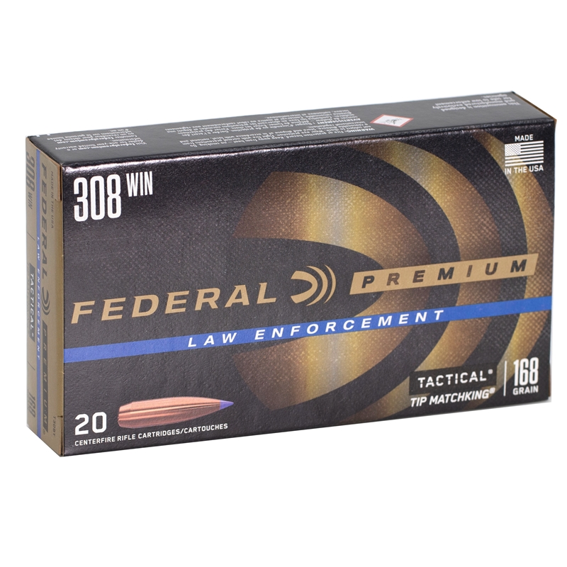 Federal Tactical TRU 308 Winchester Ammo 168 Grain Tactical Tip MatchKing Ammo - T308T Box Of 20 T308T Box Of 20 Ammo