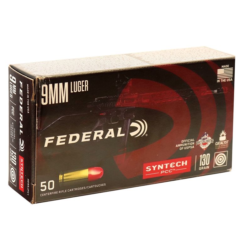 eral Syntech PCC 9mm Luger 130 Grain Total Synthetic Jacket Box Of 50 Ammo