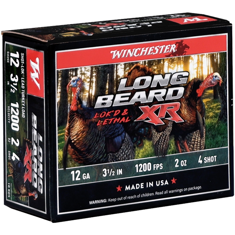 chester Long Beard XR 12 Gauge 3 1/2 2 Oz. #4 Copper Plated Lead Shot Box Of 10 Ammo