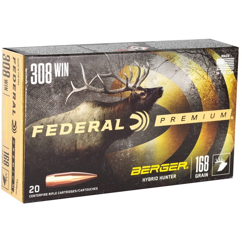 Federal Premium 308 Winchester Ammo 168 Grain Berger Hybrid Hunter Ammo - P308BCH1 Box Of 20 P308BCH1 Box Of 20 Ammo