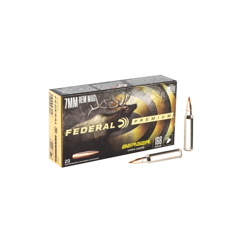Federal Premium Berger Hybrid Hunter 7mm Remington Magnum Ammo 168 Grain Berger Hybrid Hunter Ammo - P7RBCH1 Box Of 20 P7RBCH1 Box Of 20 Ammo