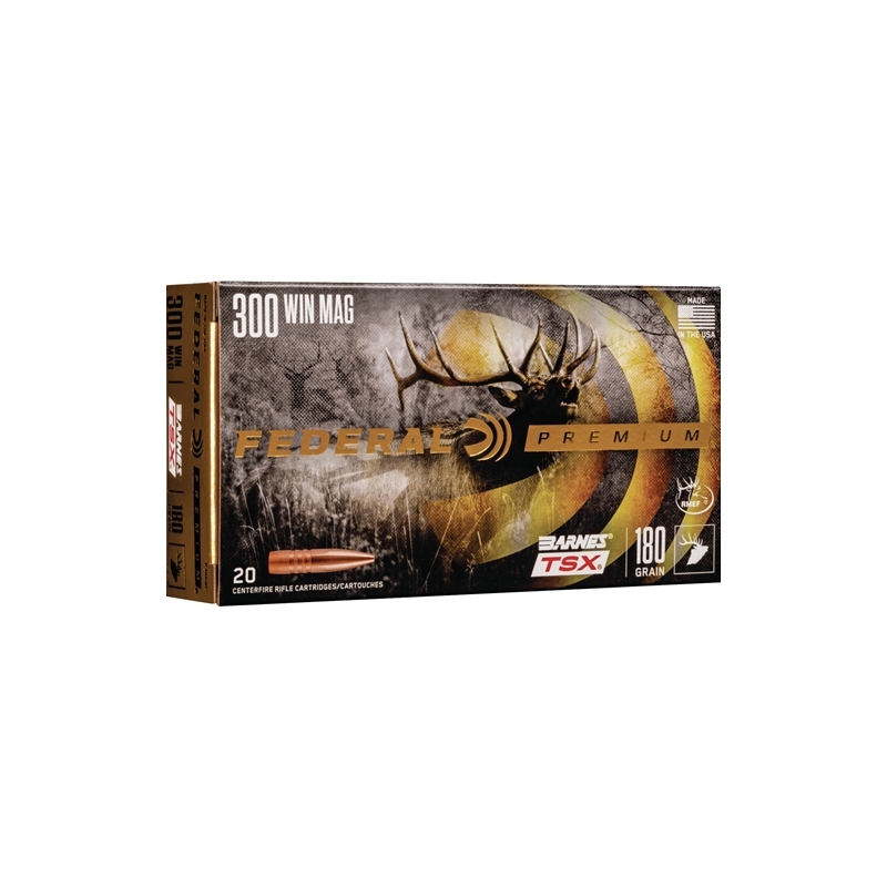 Federal Premium Barnes TSX 300 Winchester Magnum Ammo 180 Grain Barnes TripleShockX Hollow Point Ammo - P300WP Box Of 20 P300WP Box Of 20 Ammo