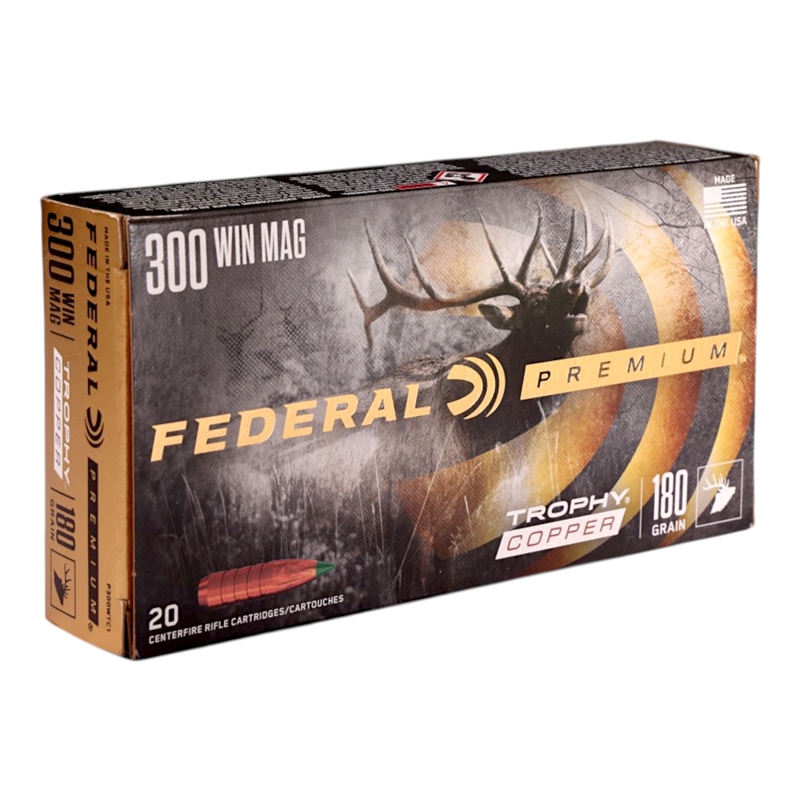 Federal Trophy Copper 300 Winchester Magnum Ammo 180 Grain Solid Copper Polymer Tip Ammo - P300WTC1 Box Of 20 P300WTC1 Box Of 20 Ammo