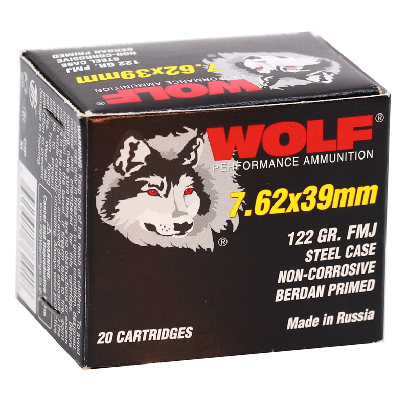 Wolf Performance 7.62x39mm Ammo 122 Grain Full Metal Jacket Ammo - Bulk 762WFMJ Case Of 1000 (50 Boxes Of 20) Ammo - Bulk Free Shipping Bulk 762WFMJ Case Of 1000 (50 Boxes Of 20) - Bulk Free Shipping Ammo
