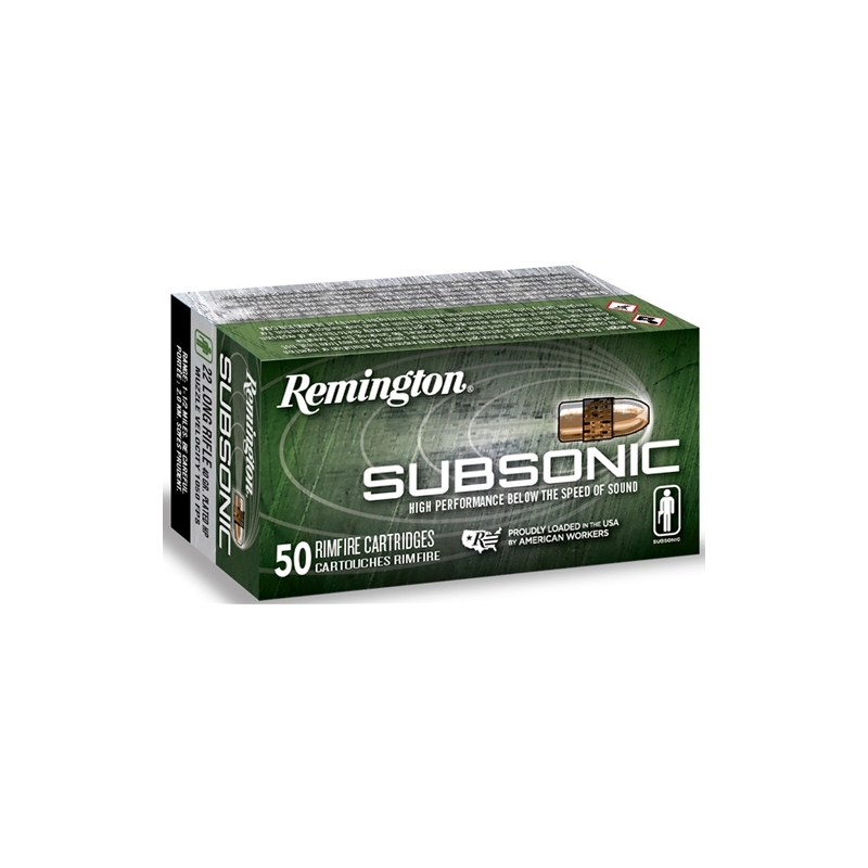 ington Subsonic 22 Long Rifle 40 Grain Copper Plated Low Velocity Hollow Point 50 Rounds Box Of 50 Ammo