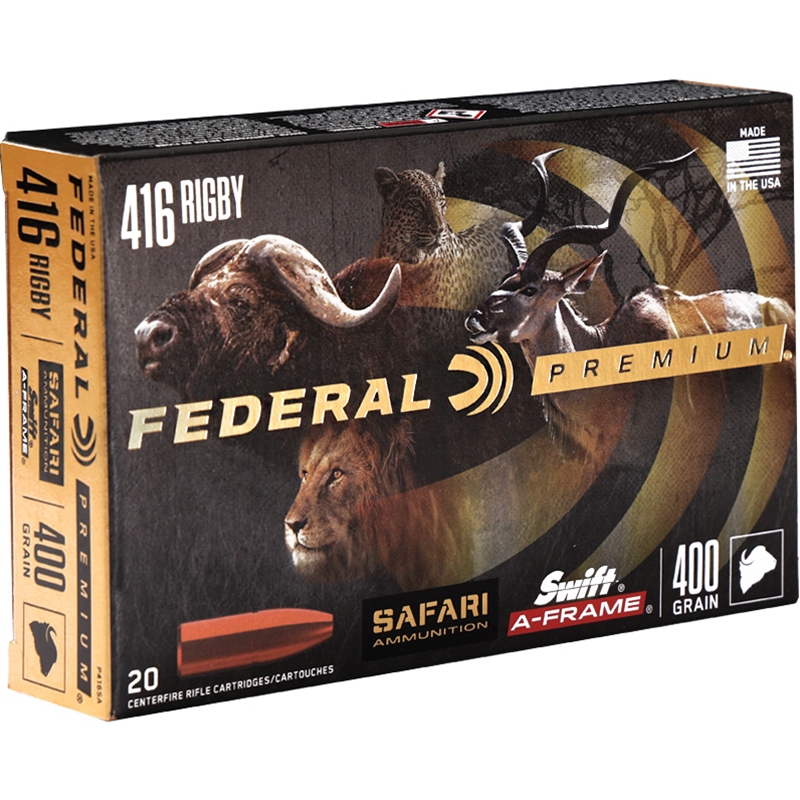 Federal Cape-Shok 416 Rigby Ammo 400 Grain Swift A-Frame Box Of 20 eral Cape-Shok 416 Rigby 400 Grain Swift A-Frame Box Of 20 Ammo