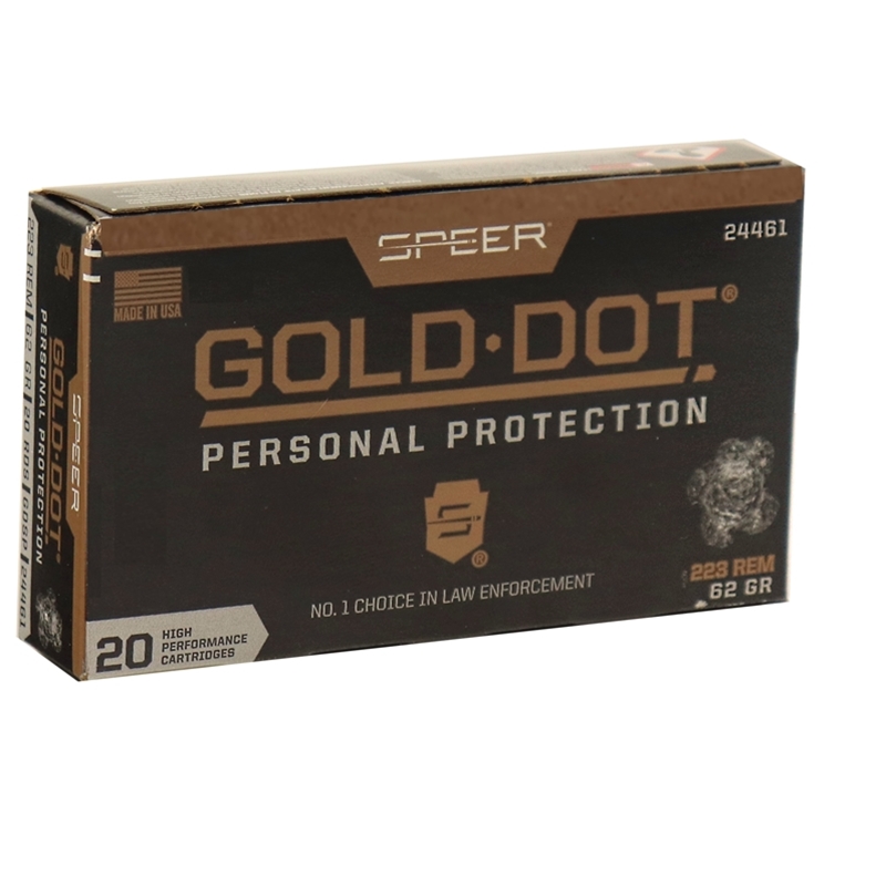 Speer Gold Dot 223 Ammo 62 Grain Soft Point Ammo - 24461 Box Of 20 24461 Box Of 20 Ammo