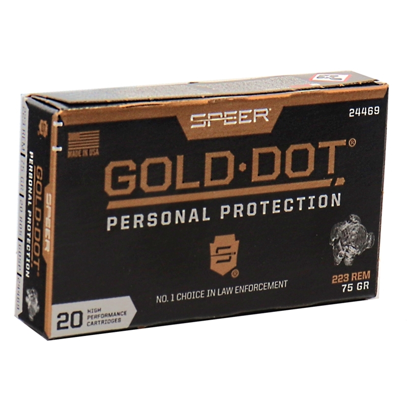 Speer Gold Dot 223 Ammo 75 Grain Soft Point Ammo - 24469 Box Of 20 24469 Box Of 20 Ammo